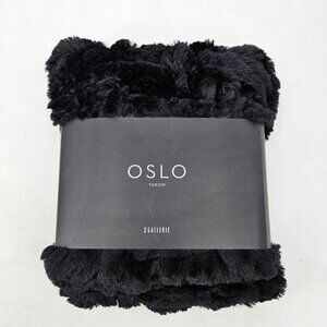 New Z Gallerie Oslo Black Throw Blanket 50" x 60" Faux Fur